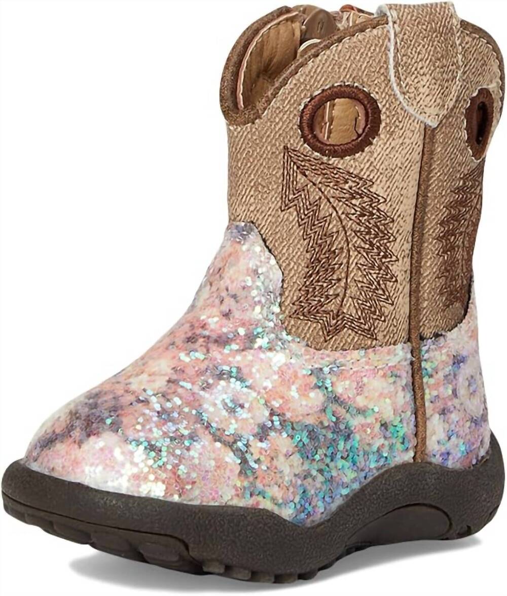 NEW ROPER girls cowbabies willow glitter boot in pink/green